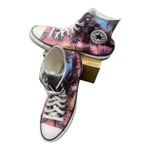 Converse Chuck Taylor High Top Men 7 Women 9 Sunset Palms Tree Shoes Classic